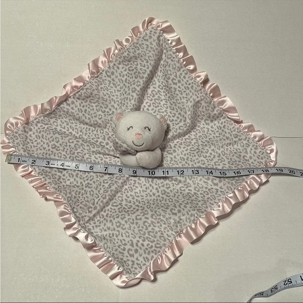 Carter's Baby‎ White Plush Bear Rattle Cheetah Print Lovey Pink White